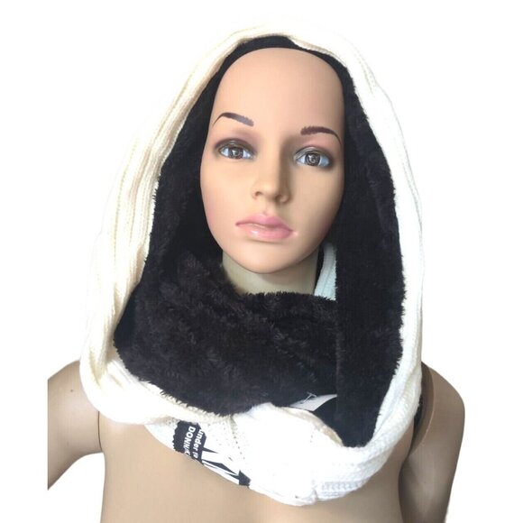 DKNY Fleece-Lined Knit Infinity Scarf, Cream - Picture 4 of 12